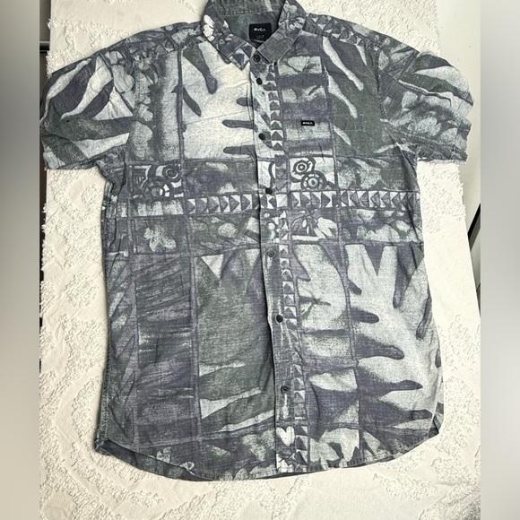 RVCA Gray Patterned Men's Shirt - Picture 1 of 6